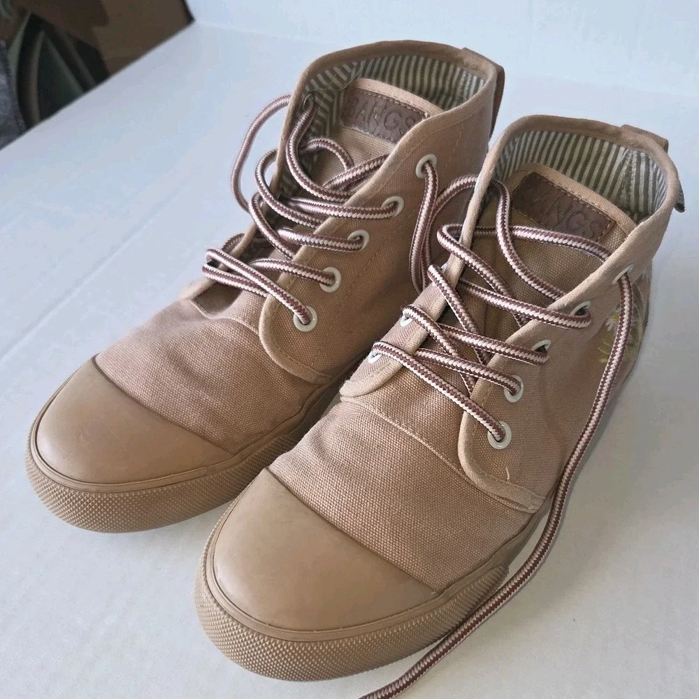 BANGS High Top Canvas Unisex Sneakers Sahara Sand Sz (W)6 (M)4.5  ~VG Condition